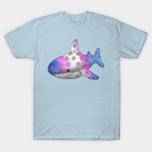 Blue, Pink, White, Pink and Blue Shark T-Shirt